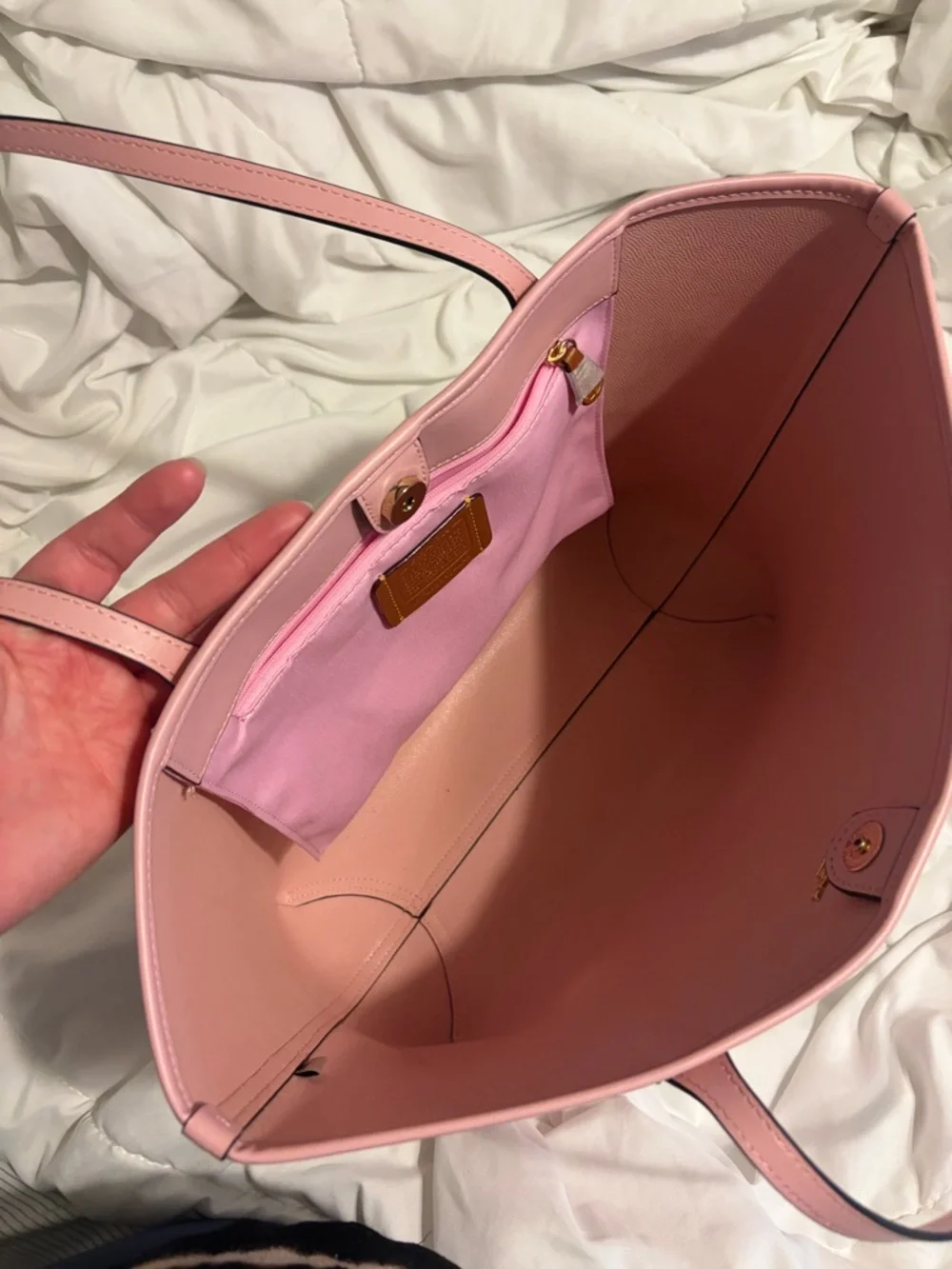 Pink Signature Pvc Tote with Gold Hardware - Picture 4 of 5